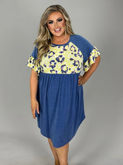 68 CP-E {Can Hardly Wait} BLUE Print Babydoll Dress PLUS SIZE 1X 2X 3X