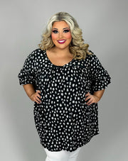 35 PSS {Standing Out} Black Leopard Inverted Babydoll Top EXTENDED PLUS SIZE 4X 5X 6X