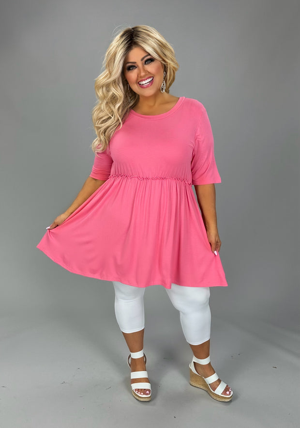 100 SSS {Chasing Dreams} Pink Ruffle Babydoll Tunic PLUS SIZE 1X 2X 3X