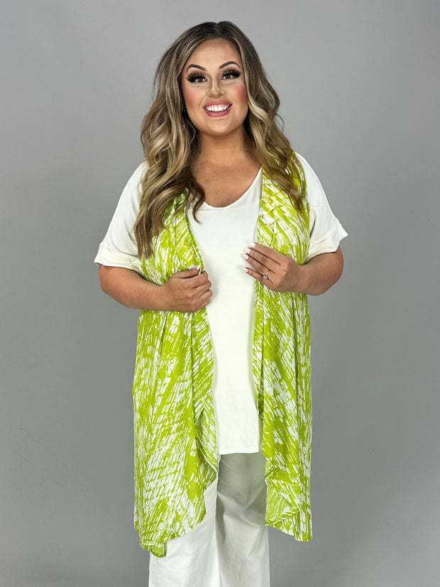 76 OT-D {Bamboo Forever} LIME Bamboo Print Vest ONE SIZE PLUS SIZE