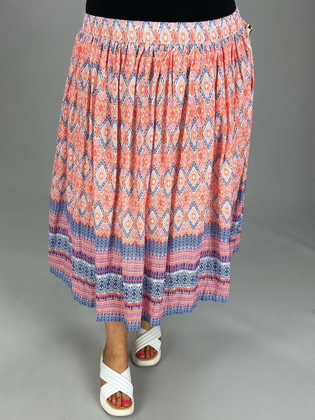 BT  M-109  {Blair} Orange Print Lined Skirt