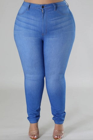 LEG-67 {Aphrodite} Sky Blue Denim Skinny Jeans PLUS SIZE 3X