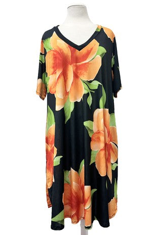 100 PSS {Take My Advice} Orange/Black Floral Dress  EXTENDED PLUS SIZE 4X 5X 6X
