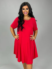 12 SSS-H {Radiate Positivity}  Ruby Red Dress w/Pockets PLUS SIZE 1X 2X 3X