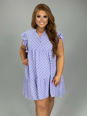33 PSS-B {Be Unique} Umgee Lavender Heart Print Dress PLUS SIZE XL 1X 2X