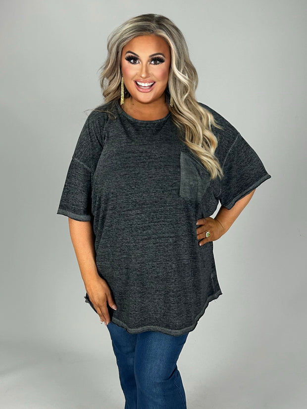 42  SSS {Call Me Comfy} Black Burn Out Raw Edge Top PLUS SIZE 1X 2X 3X
