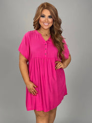 31 SSS {Simply Loved} Umgee Hot  Pink Babydoll Dress PLUS SIZE XL 1X 2X