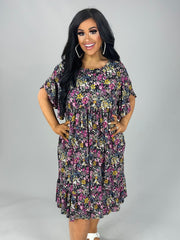 28 PSS-M {Flower Up} Multi-Color  Babydoll Dress PLUS SIZE XL 2X 3X