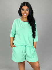 LEG-74 {Got Things To Do} Mint Short Sleeve Short Set