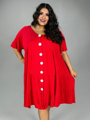 35 SD-A {For The Fashionistas} Red Tiered  V-Neck Dress  PLUS SIZE 1X 2X 3X