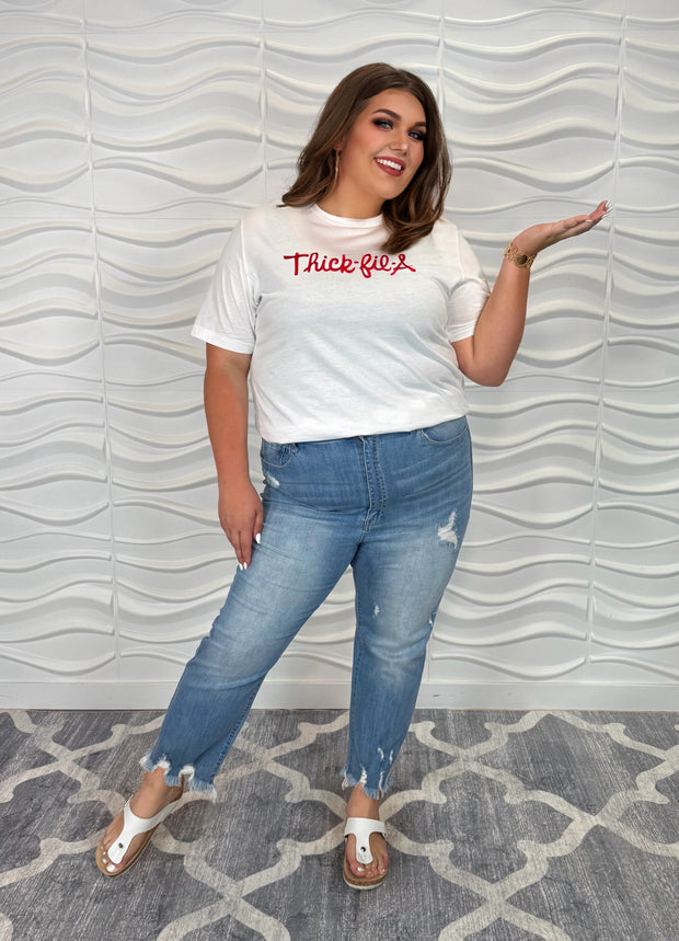 66 GT-G {Thick-Fil-A} White/Red Print Graphic Tee PLUS SIZE 1X 2X 3X
