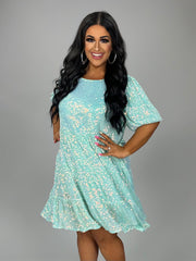 27 SSS {Not Playing Anymore} Aqua  Sequin Tiered Lined Dress PLUS SIZE XL 1X 2X