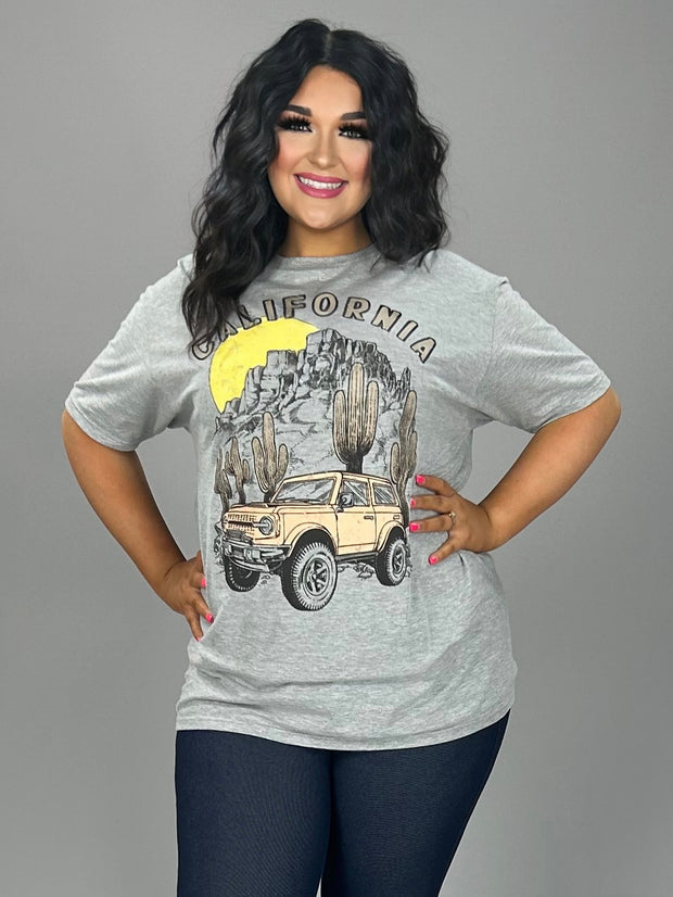 28 GT {California Jeep} Grey Graphic Tee PLUS  SIZE 1X