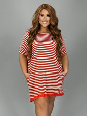 65 PSS-J {Lookin' Good} "UMGEE" Striped Hi-Lo Dress PLUS SIZE XL 1XL 2XL
