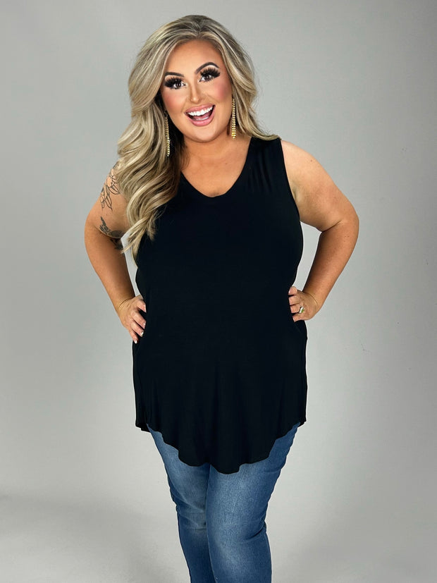 66 SV-B {Classic Newbie} Black V-Neck Sleeveless Tunic PLUS SIZE 1X 2X 3X