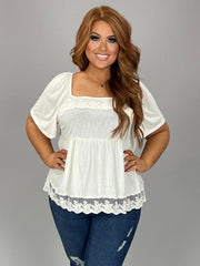 28 SSS {Sweet Perfection} Off White Babydoll  Top w/Lace PLUS SIZE 1X 2X 3X