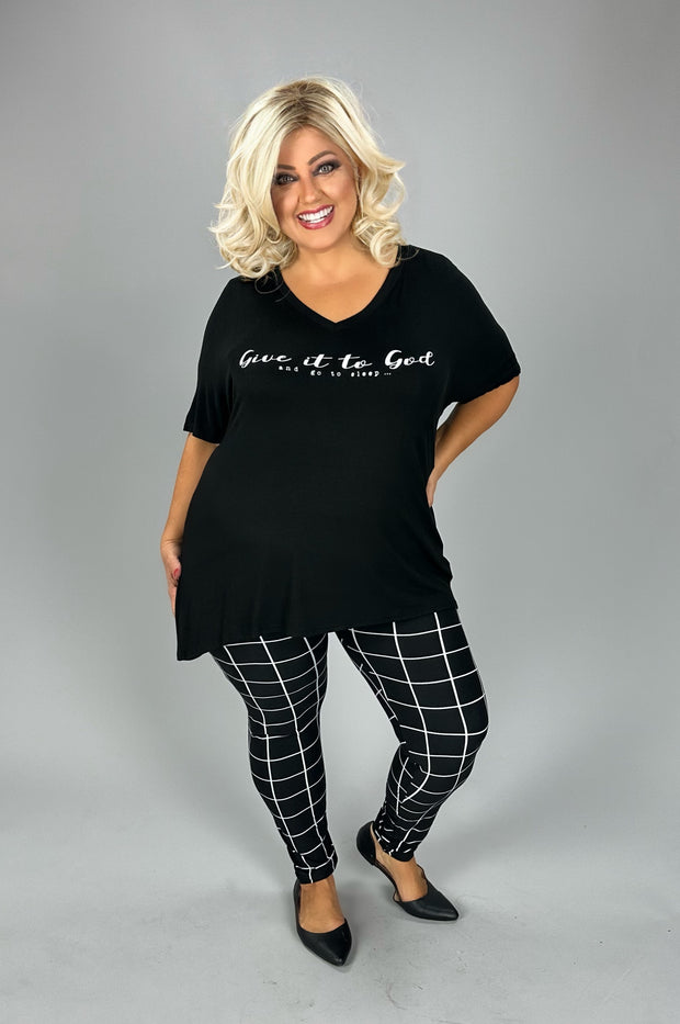 LEG-73 {On Another Page} Black Checkered Leggings EXTENDED PLUS SIZE 3X/5X