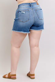 BT {Be My Shorty} Judy Blue Vintage Wash Fray Hem Shorts PLUS SIZE 1X 2X 3X