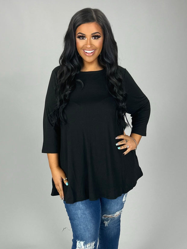 26 SQ  {Daily Movement} Black Top w/Pockets PLUS SIZE 1X 2X 3X