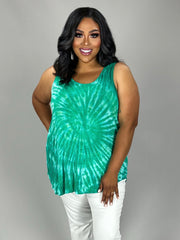 18 SV-X {Saltwater Feels} K.Green Tie Dye Sleeveless Top PLUS SIZE 1X 2X 3X