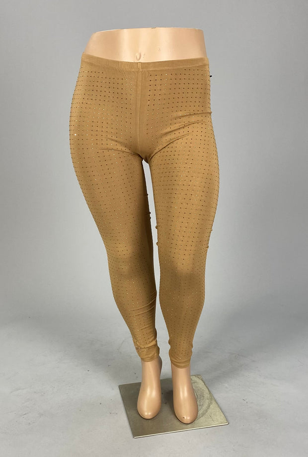BT {Studded Beauty} Taupe Rhinestone Vocal Leggings PLUS SIZE XL 2X 3X