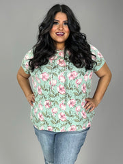 36 HD-A {I Hope You Hoodie} Mint Floral Hoddie PLUS SIZE 1X 2X 3X