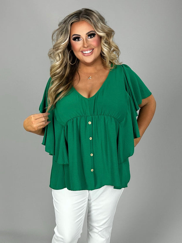 30 SSS {Play It My Way} Kelly Green  Empire Waist Top PLUS SIZE 1X 2X 3X