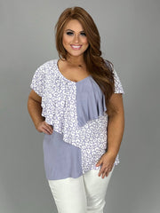 SALE!! 23 CP-B {Good Intentions} Lilac Animal Print V-Neck Top PLUS SIZE XL 2X 3X