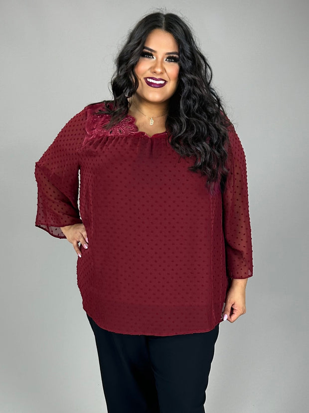 SD-B M-109 {Style & Co} Burgundy Swiss Dot Top w/Tank