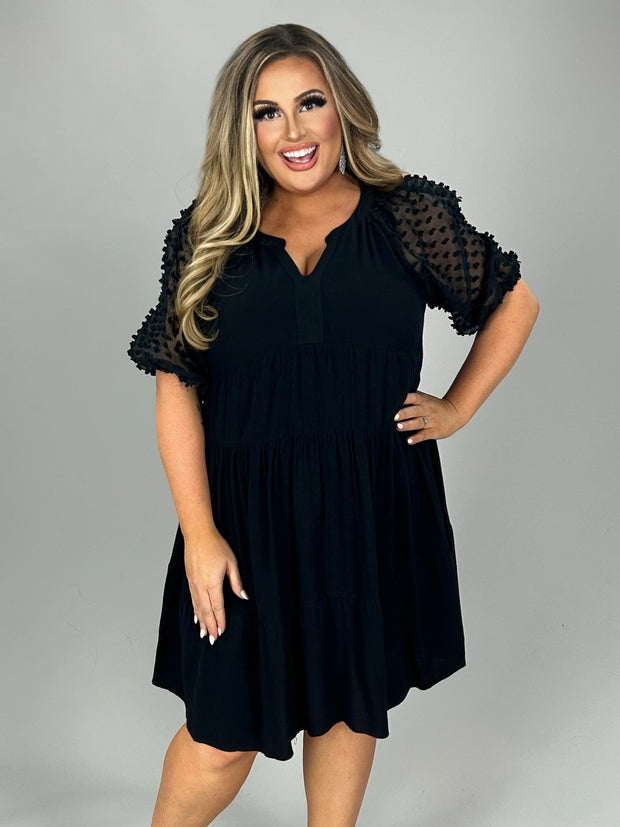 29 SQ-H {Style You Deserve} Umgee  Black Swiss Dot Dress PLUS SIZE XL 1X 2X