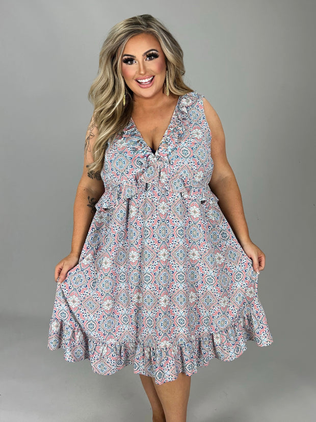 19 SV-A {Dream Big} Dusty Pink Ruffle Dress PLUS SIZE 1X 2X 3X