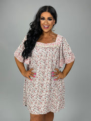64 PSS-E {Casual Commute} "UMGEE" Ivory Floral Dress PLUS SIZE XL 1XL 2XL