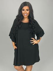 72 SSS-B {Living for Me} Black Dress W/Round Neck Plus Size 1X 2X 3X