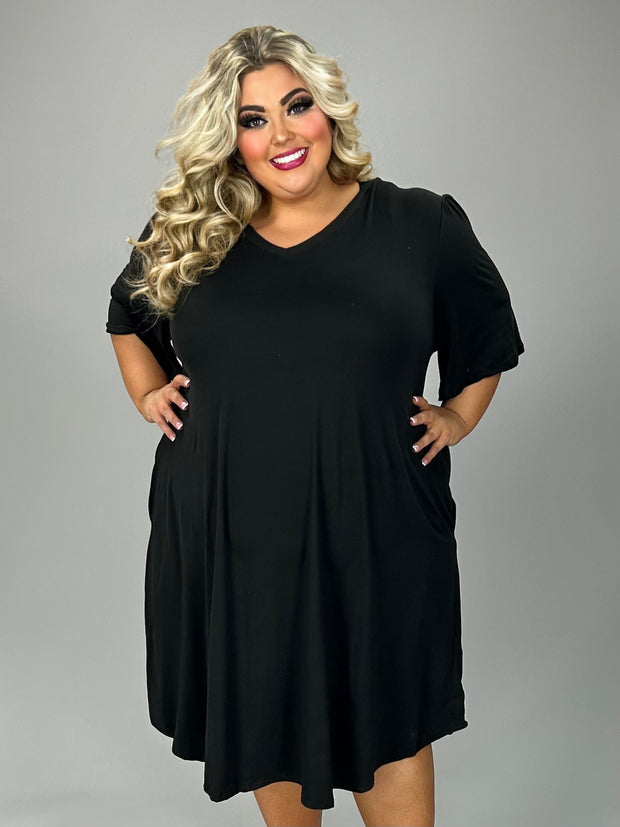 28 SSS-B {Lovely Inside & Out} Black Short  Sleeve Dress PLUS SIZE XL 2X 3X
