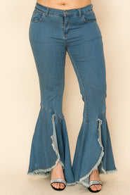 BT {Not My Concern} VOCAL Med. Blue Distressed Flare Jeans PLUS SIZE XL 2X 3X