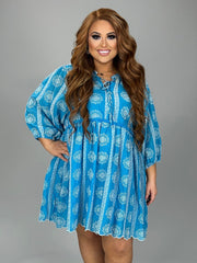 28 PQ {My Biggest Treasure}  Umgee Aqua Embroidered Dress PLUS SIZE XL 1X 2X