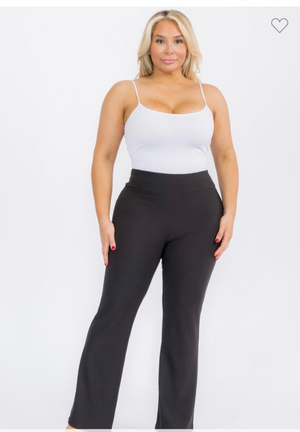 LEG-65 {Got The Look} Black High Waist Sculpting Flare Pants PLUS SIZE 1X 2X 3X