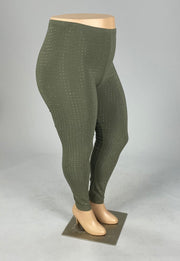 BT {Studded Beauty} Olive Rhinestone Vocal Leggings PLUS SIZE 1X 2X 3X