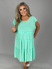 57 SSS-J {Could It Be} Mint Tiered Dress PLUS SIZE 1X 2X 3X
