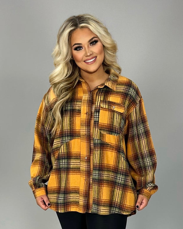 28 OT-M  {Little Country} Umgee Burnt Orange Plaid Jacket PLUS SIZE  XL 1X 2X