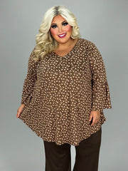 24  PQ {Blooming Out} Brown/Orange Daisy Print Top EXTENDED PLUS SIZE XL 2X 3X 4X 5X