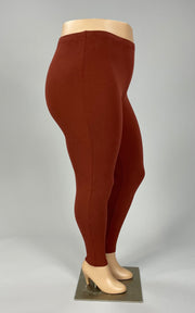 LEG-77 {Embrace Change}  Dk Rust Cotton Full Length Leggings PLUS SIZE 1X 2X 3X