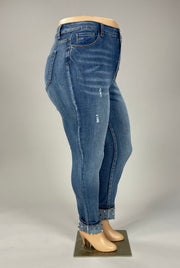 LEG-81  “VOCAL” {Jewels} Med Blue Jean w/Jewels on Cuff PLUS SIZE XL 2X 3X