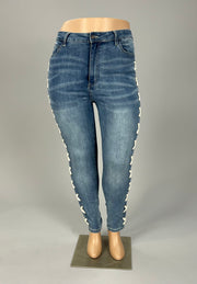 LEG-39 {Vocal Criss Cross} Blue Jeans w/Side Criss Cross PLUS SIZE XL 2X 3X