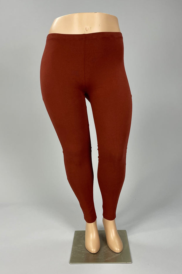LEG-77 {Embrace Change}  Dk Rust Cotton Full Length Leggings PLUS SIZE 1X 2X 3X