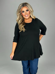 26 SQ  {Daily Movement} Black Top w/Pockets PLUS SIZE 1X 2X 3X