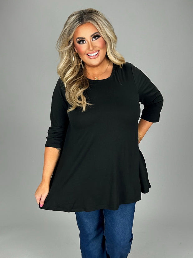 26 SQ  {Daily Movement} Black Top w/Pockets PLUS SIZE 1X 2X 3X