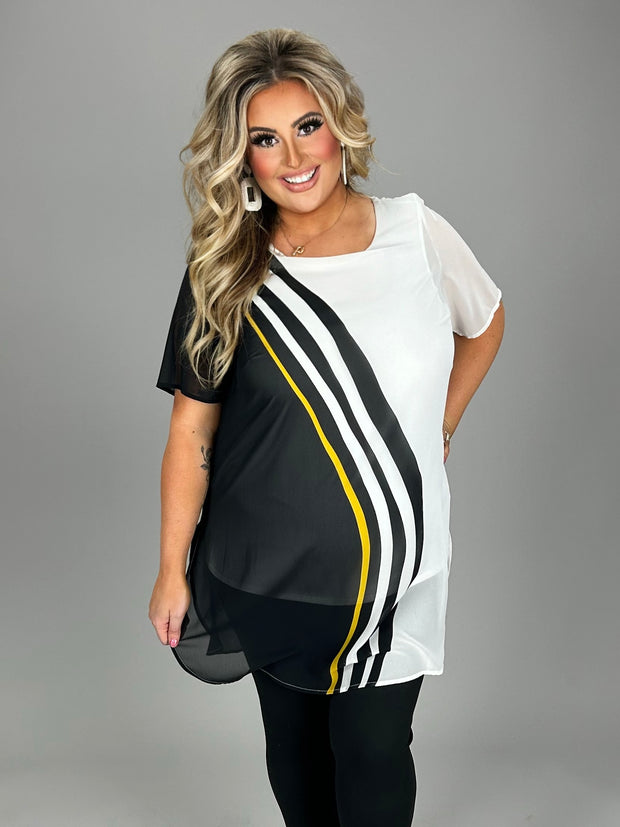 CP-A {Alfani} Black White Print Tunic