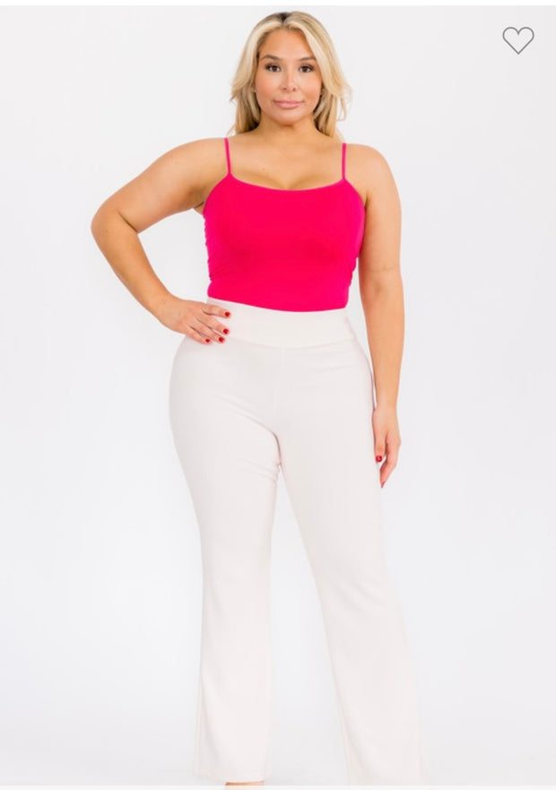 LEG-65 {Got The Look} Ballet Pink High Waist Sculpting Flare Pants PLUS SIZE 1X 2X 3X