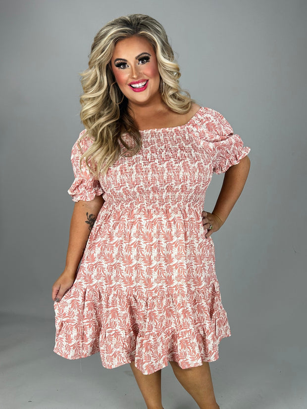 77 PSS-A {Take A Second Look} Dusty Pink Smocked Dress PLUS SIZE 1X 2X 3X